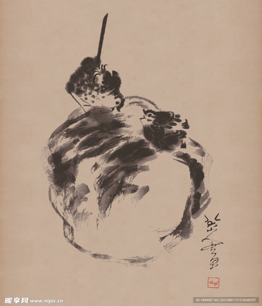 明 八大山人 鸟 纸本 国画