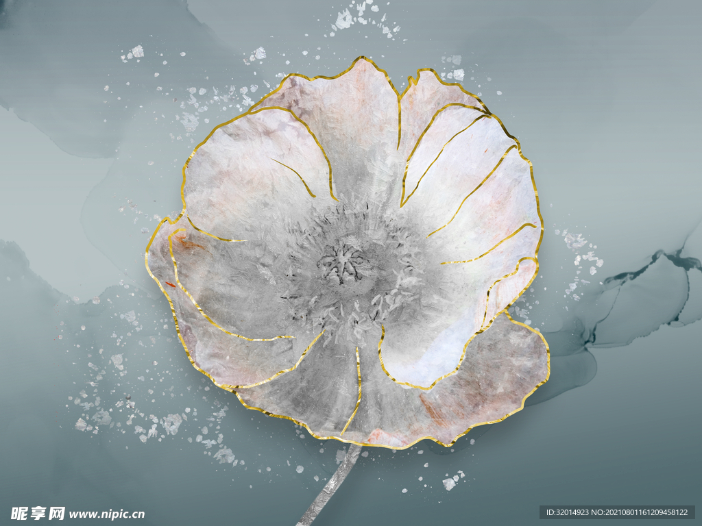 金色荷花装饰画