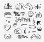 简约简笔画日式料理饭团寿司