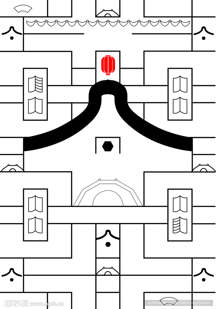 矢量多元素图案屋