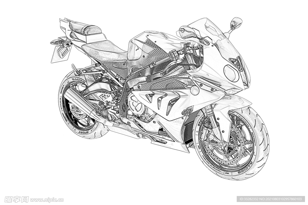 摩托车素描图