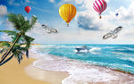 海鸥沙滩热气球