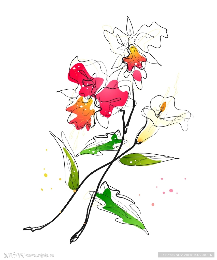 矢量手绘花朵 