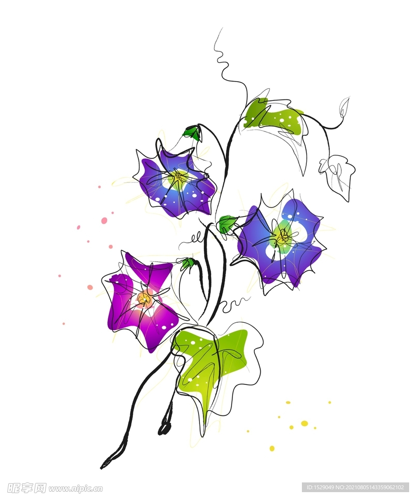 矢量手绘花朵 