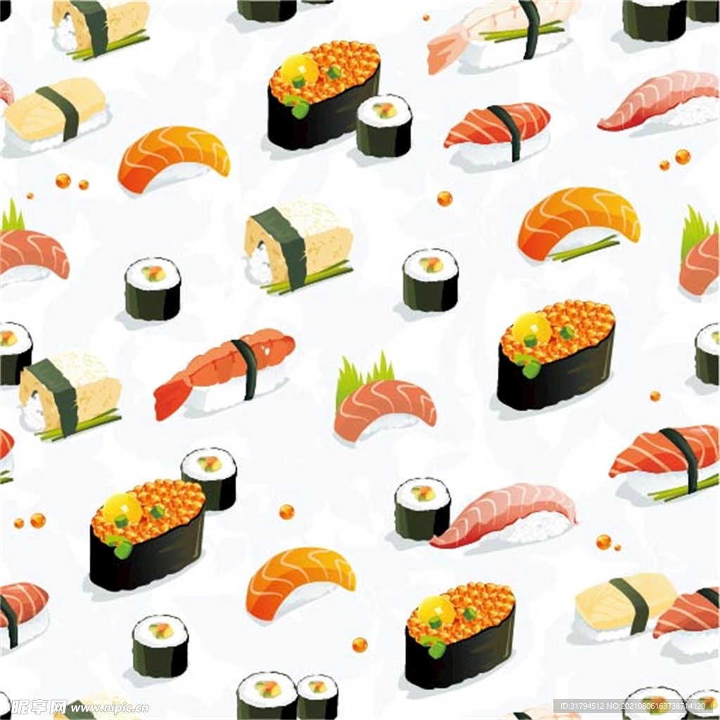 美味的日本寿司插画图片_动漫卡通_插画绘画-图行天下素材网
