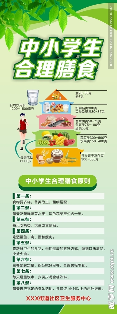 中小学生合理膳食X展架