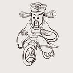 财神骑车卡通手绘