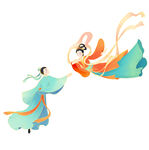 七夕国潮牛郎织女矢量元素