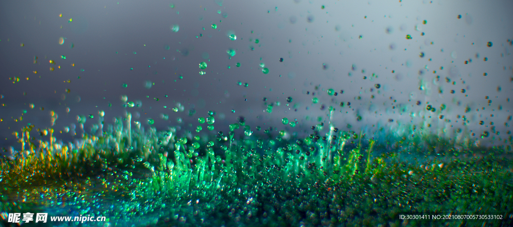 绿色水滴浪花背景