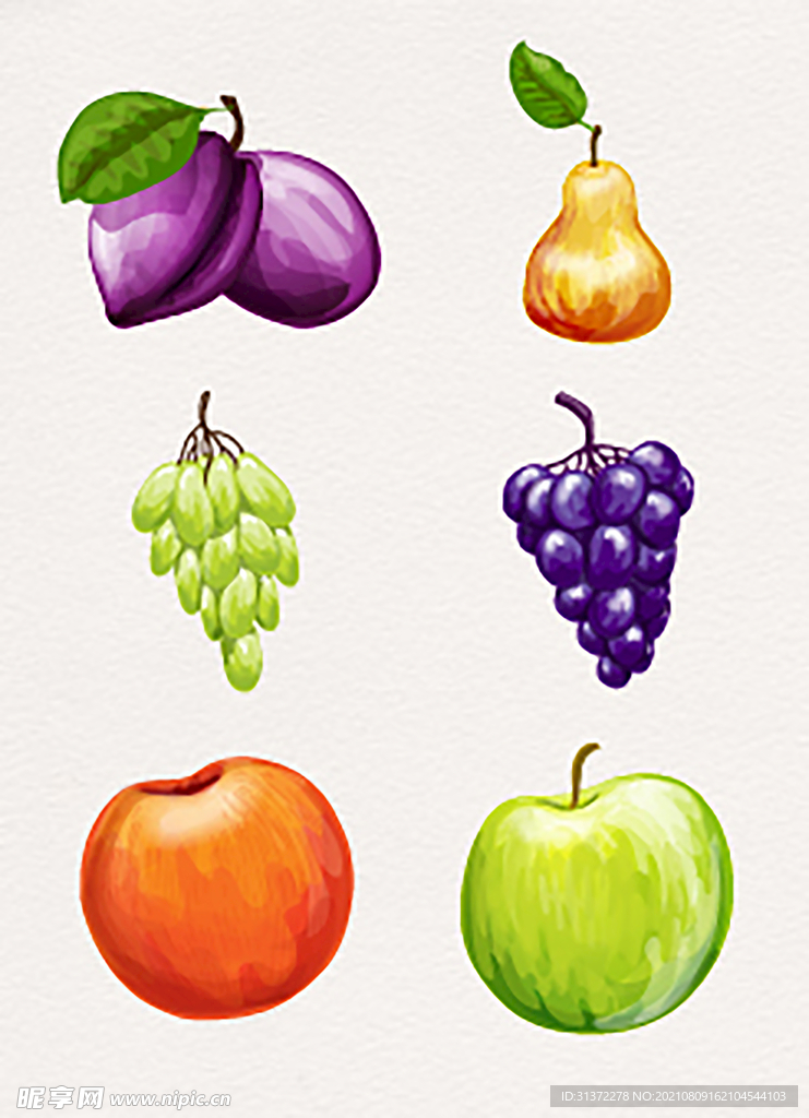  水果蔬菜手绘插画图片 