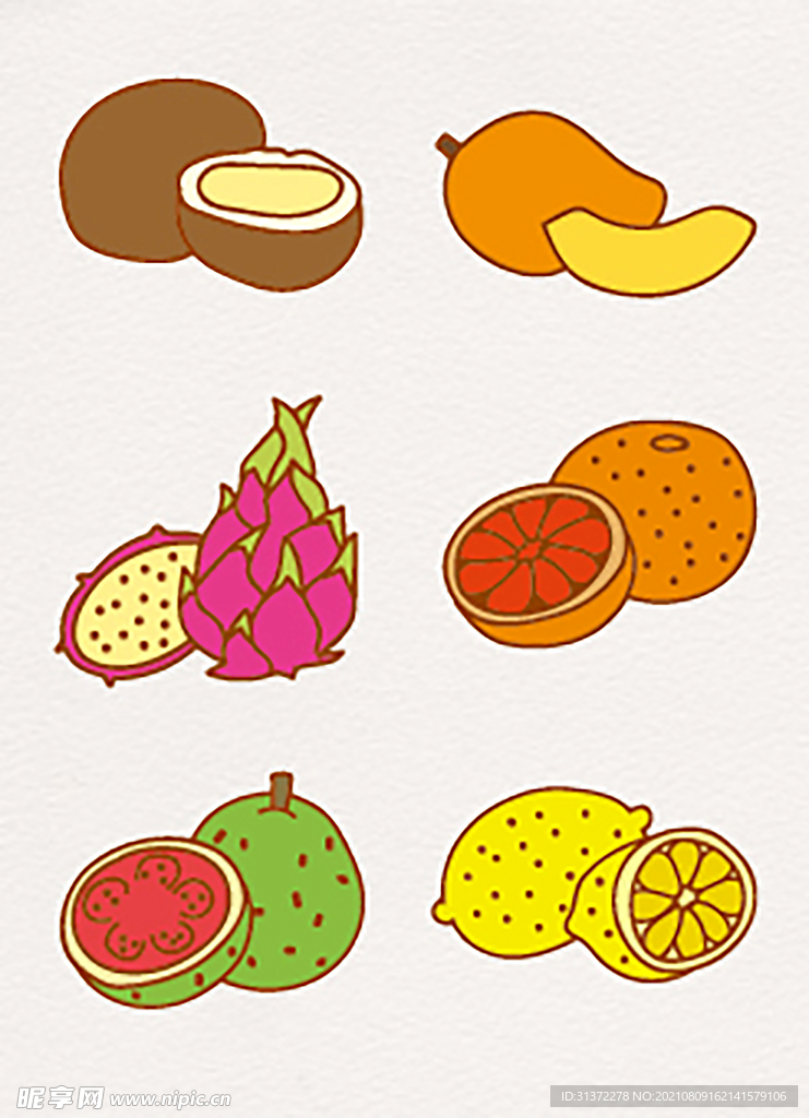 水果蔬菜手绘插画图片 