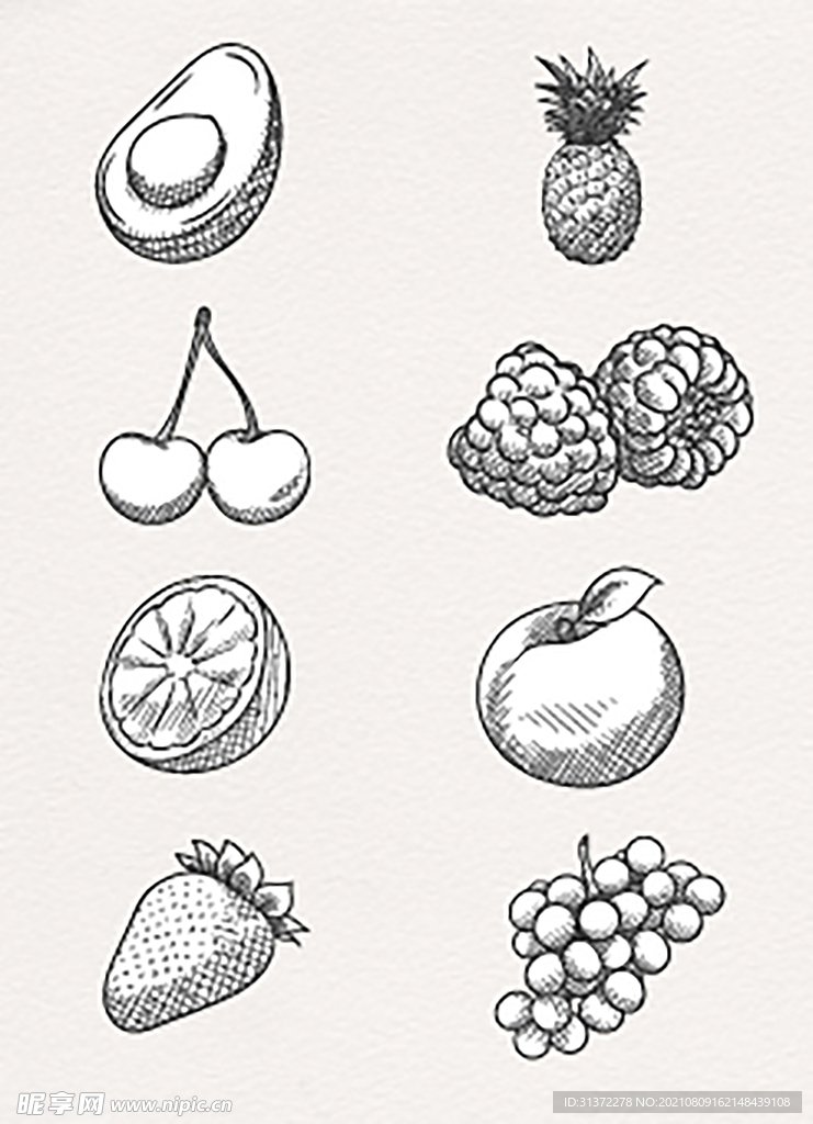  水果蔬菜手绘插画图片