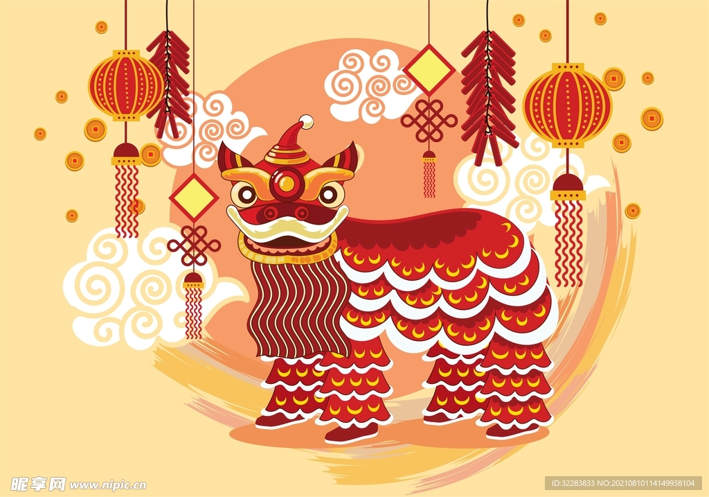 舞狮插画