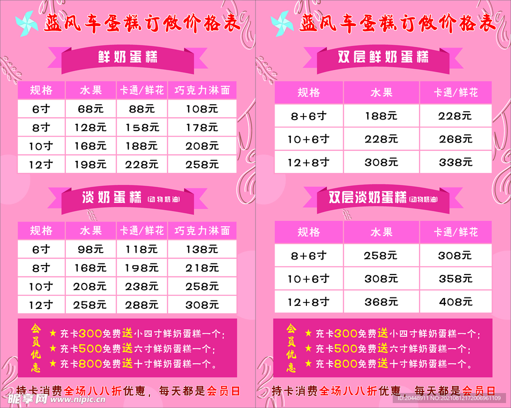 蛋糕价格