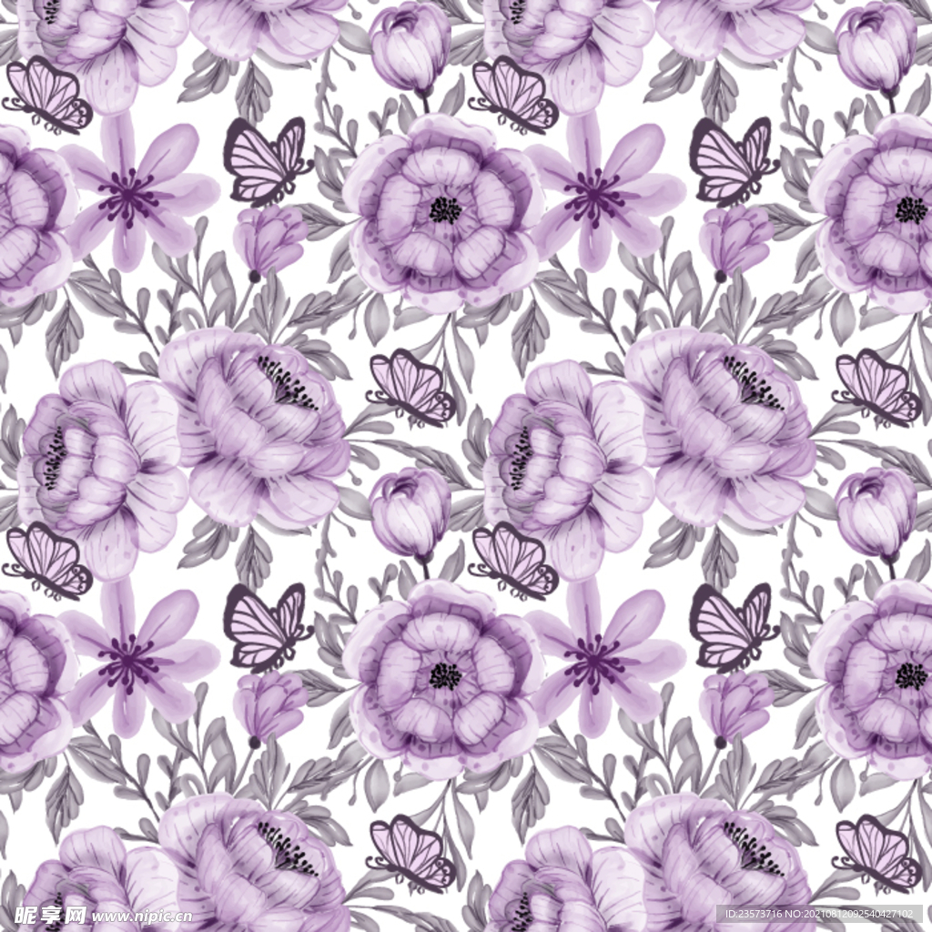 紫色花无缝底纹