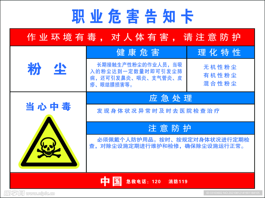 粉尘职业病告知卡