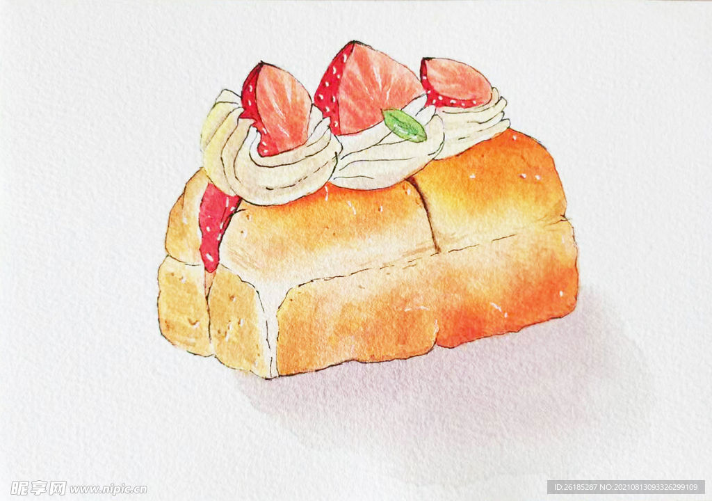 水果蛋糕 手绘 插画
