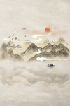 烫金山水壁画