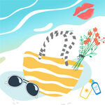 手绘清新夏季海边元素
