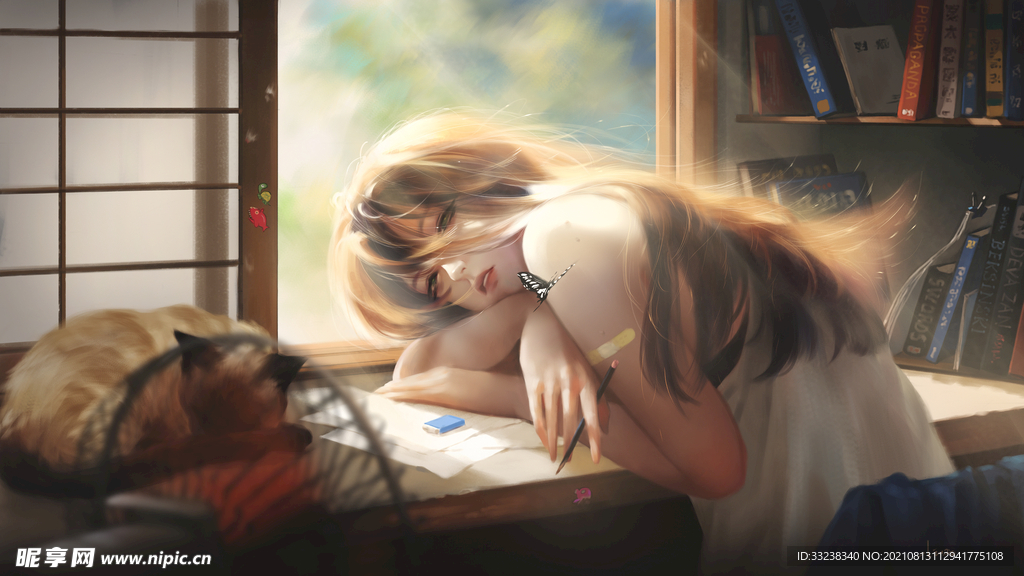 趴着的女孩4K壁纸