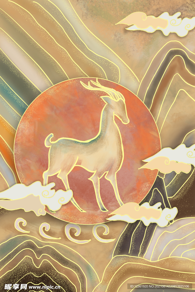 麋鹿插画 
