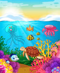 卡通海洋生物  