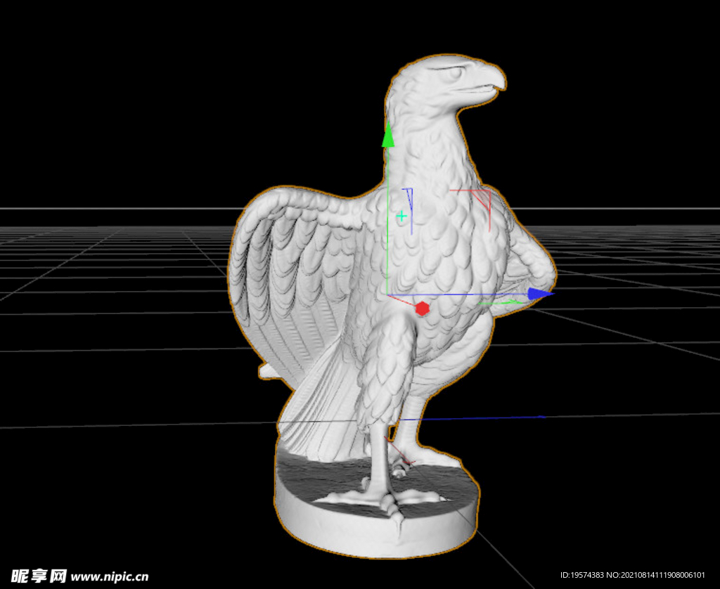 C4D模型鹰鸟石膏雕像石像雕塑