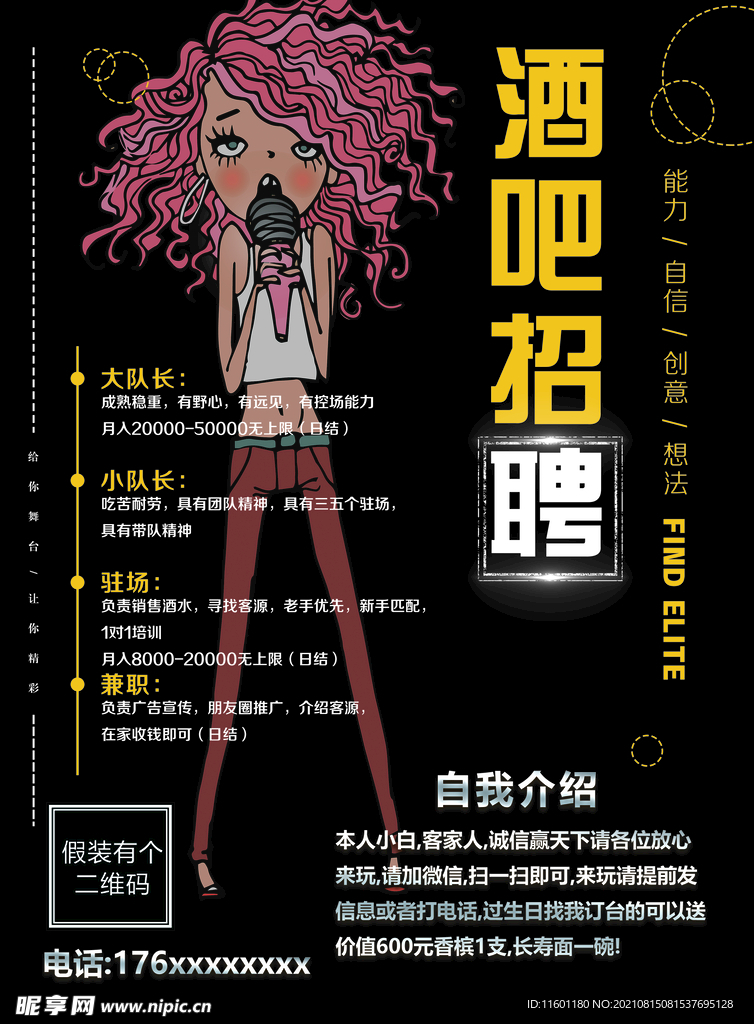酒吧招聘海报