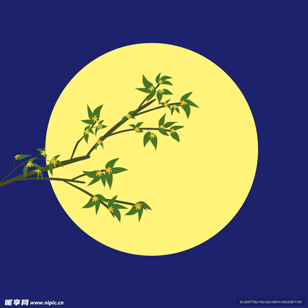  桂树下赏月