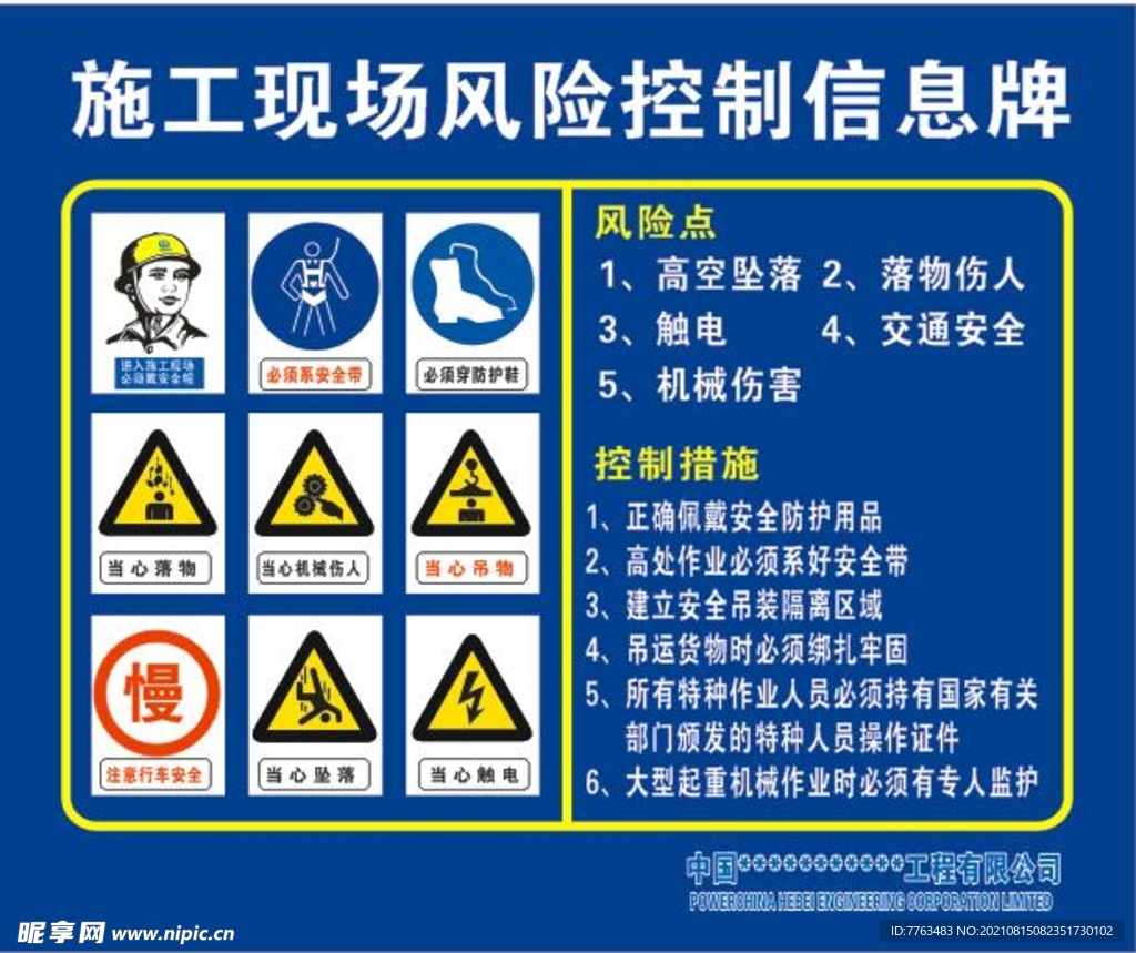 施工现场风险控制信息牌