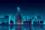 城市夜景插画