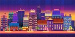 城市夜景插画