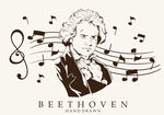手绘矢量贝多芬