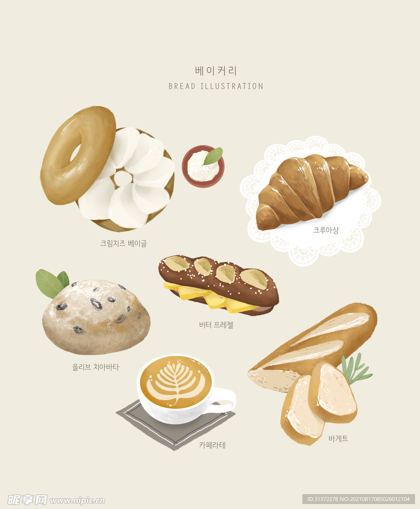  手绘韩式美食海报图片 