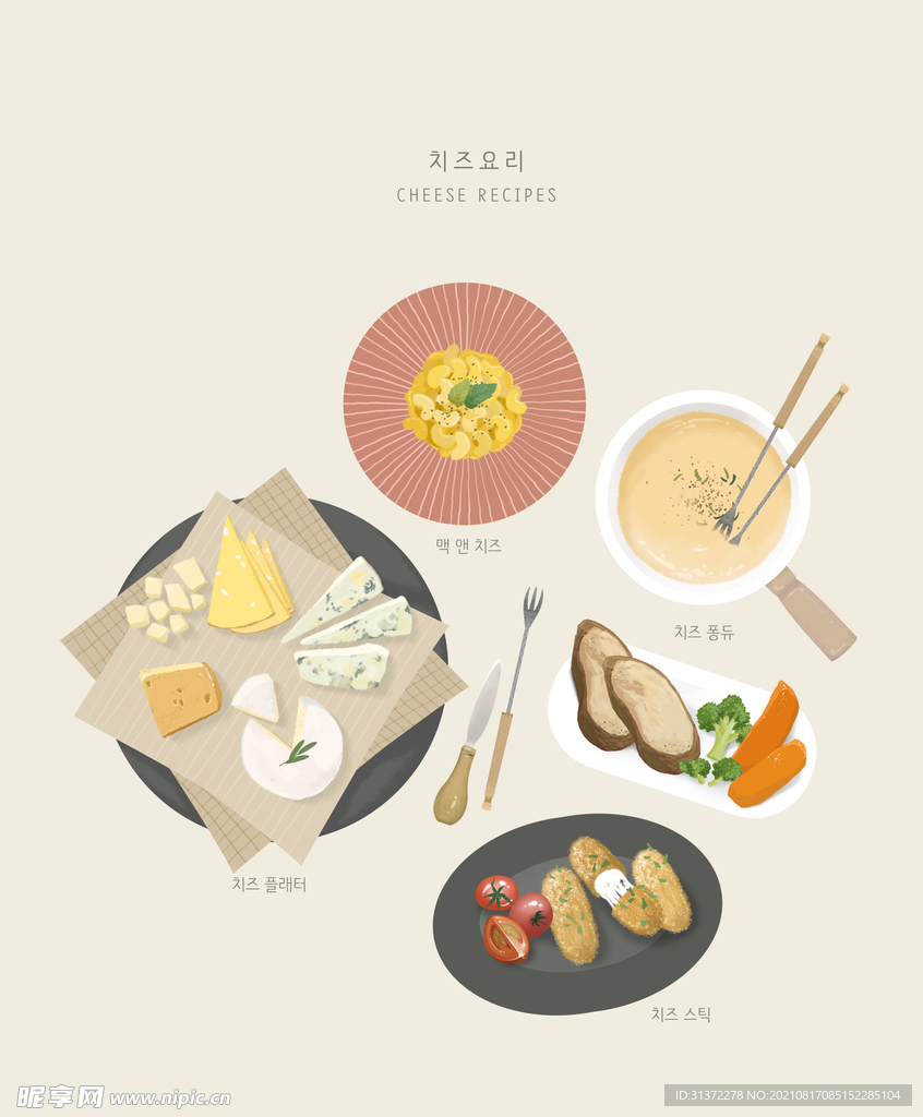  手绘韩式美食海报图片 