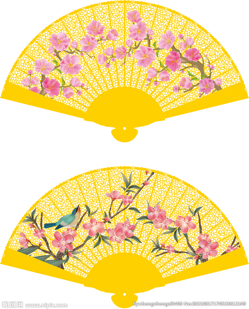 桃花金扇 扇子