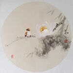 圆形花鸟小品