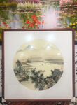 山水镜框画  