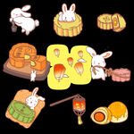 中秋兔子月饼卡通