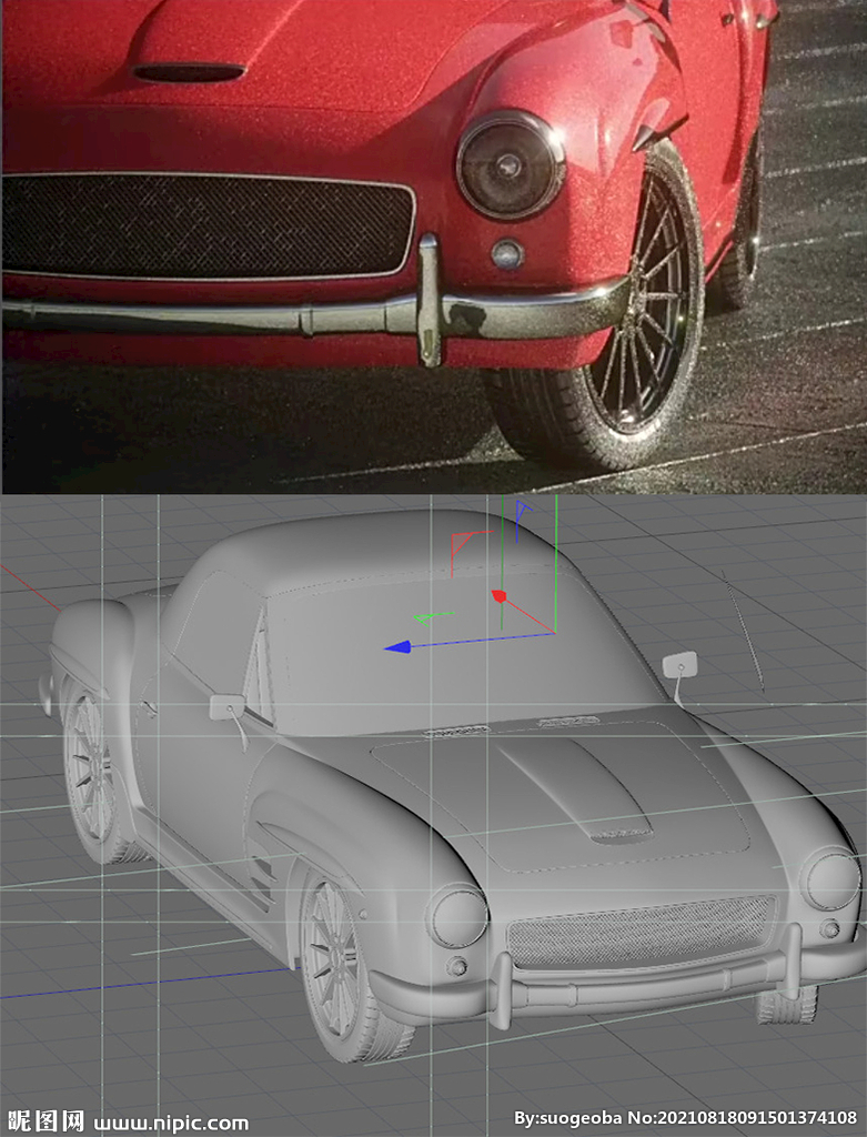 C4D模型小汽车oc渲染器