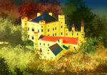 板绘复古城堡插画