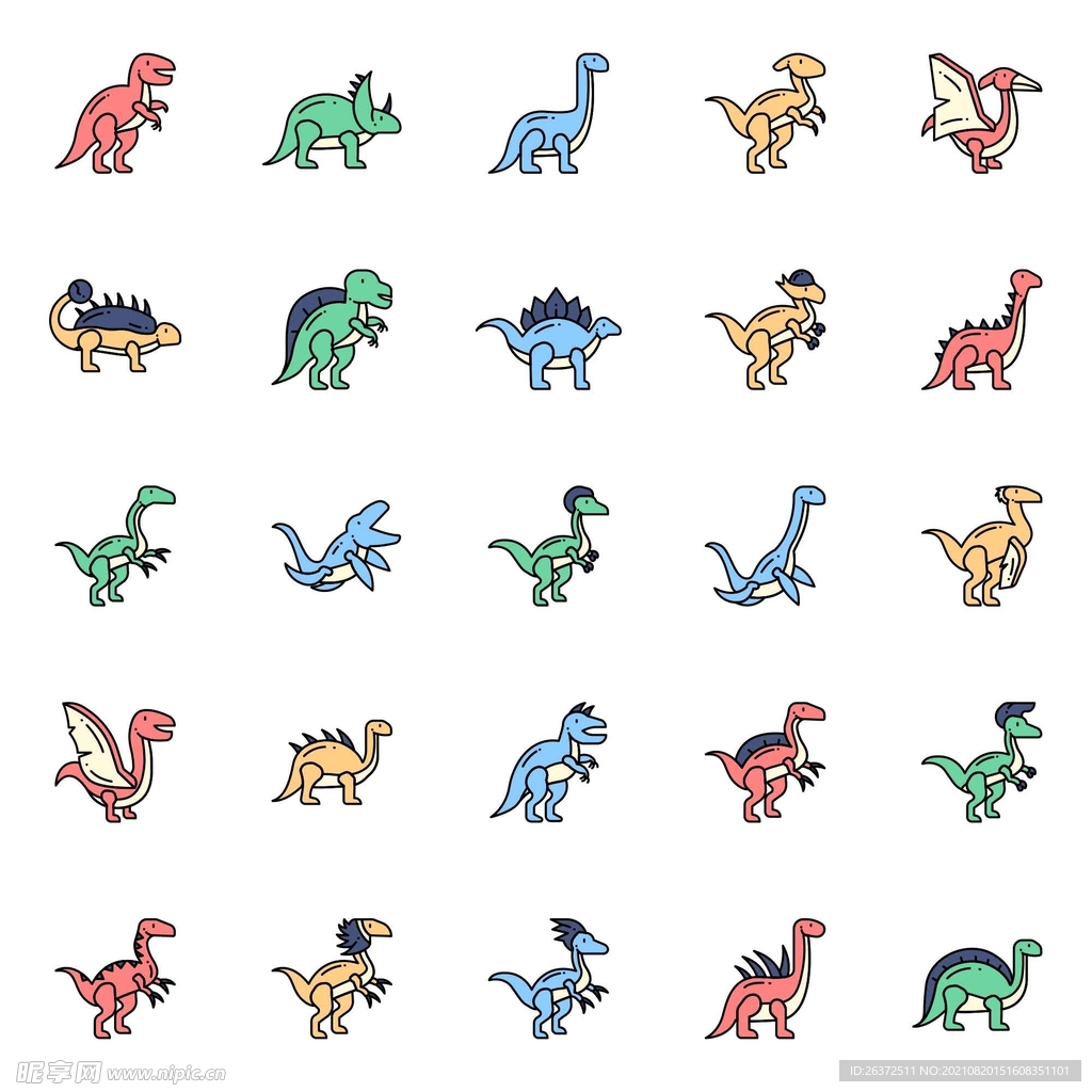 矢量卡通恐龙图标元素