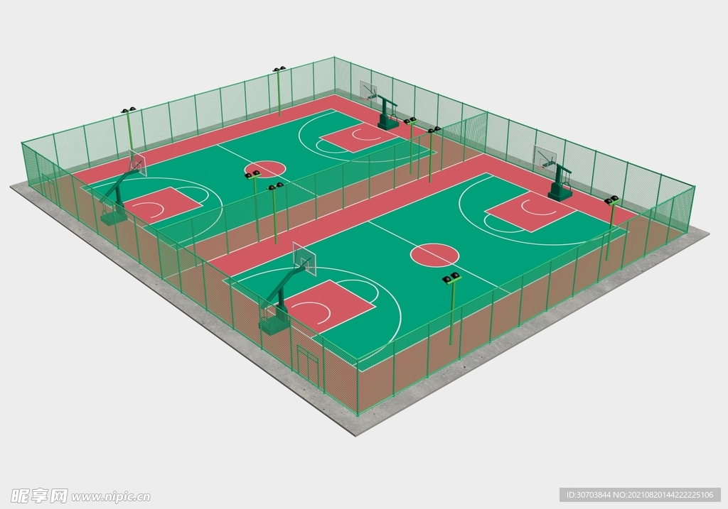 双篮球场加围网