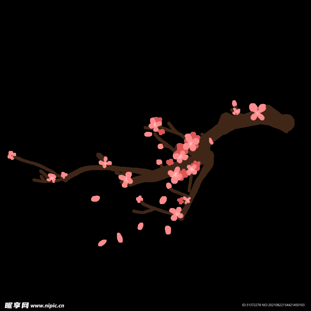 手绘粉色桃花免扣素材图片