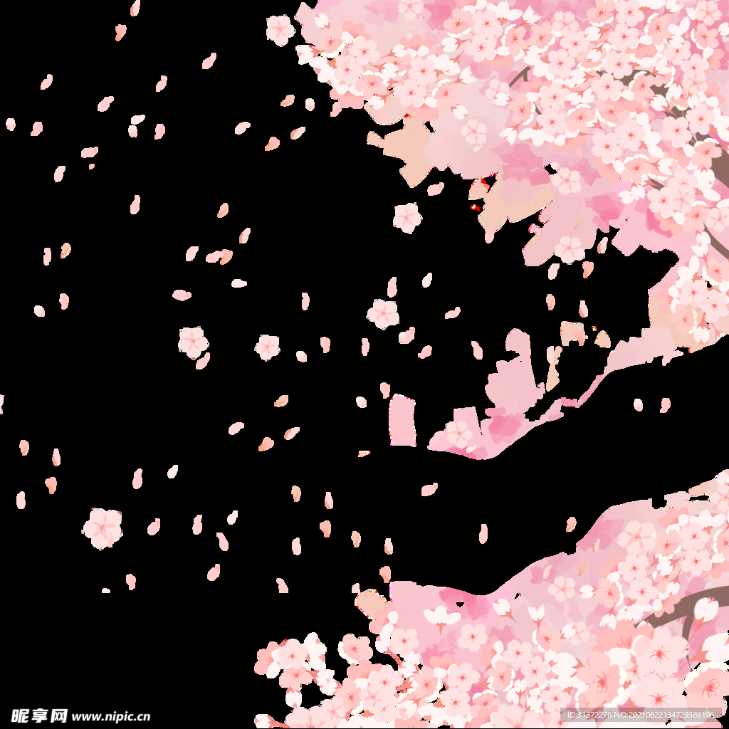    手绘粉色桃花免扣素材图片