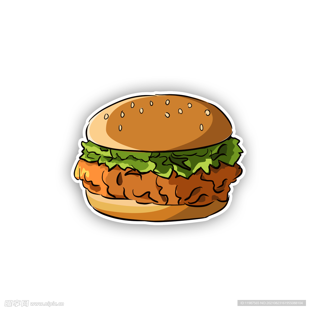 卡通汉堡美食快餐kfc麦当劳