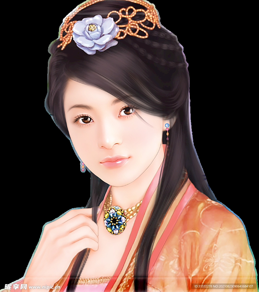 古装帅哥美女插画图片 