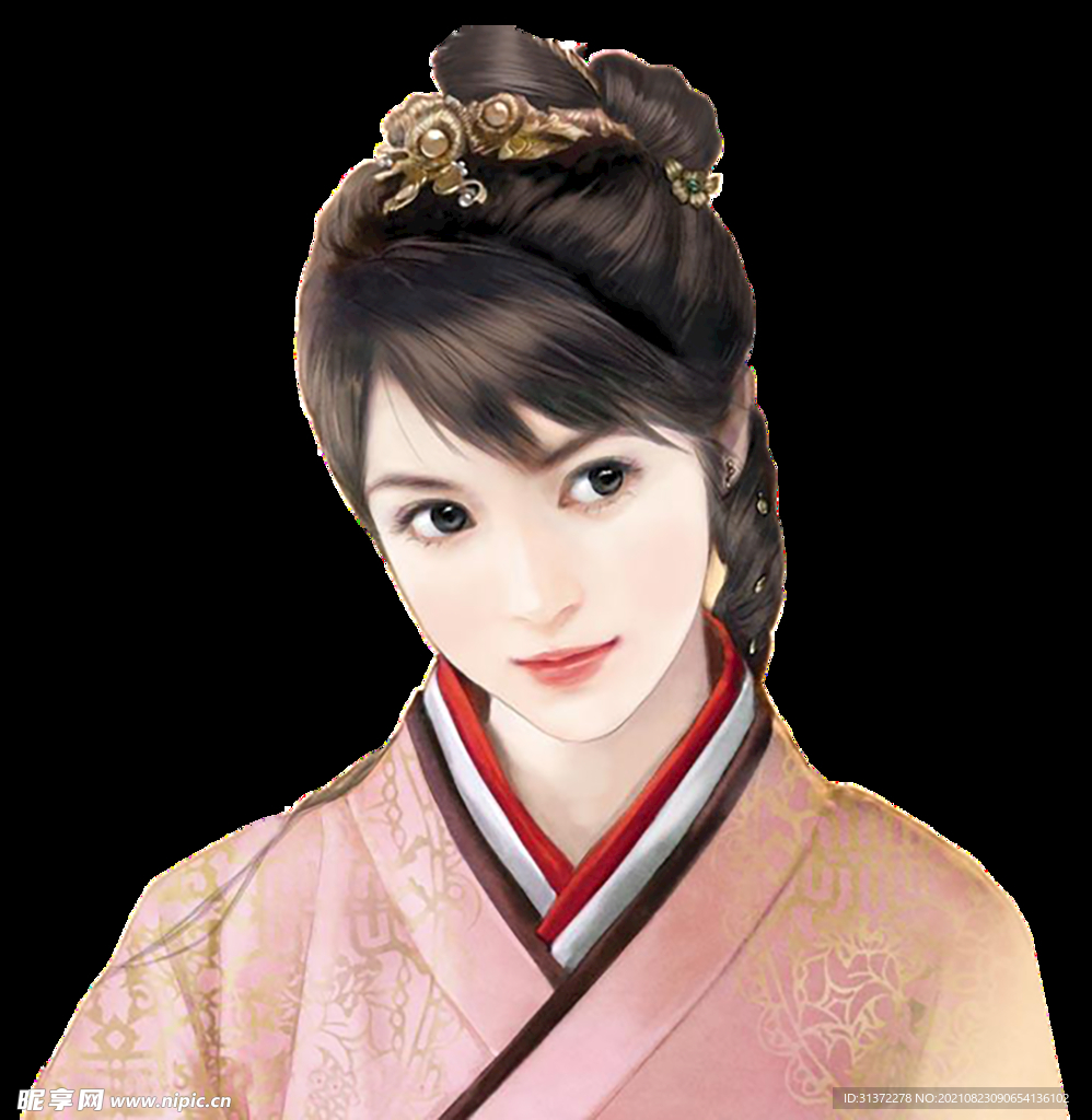 古装帅哥美女插画图片 
