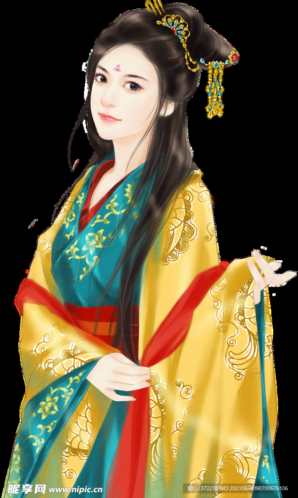 古装帅哥美女插画图片 