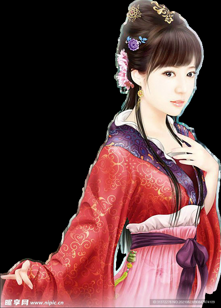 古装帅哥美女插画图片 